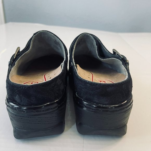 Women’s Klogs‎ Austin Floral Pattern Suede Leather Clogs SIZE 7 W - Picture 3 of 7